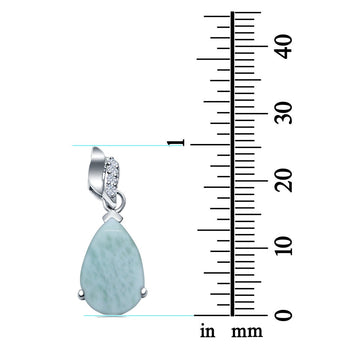 Pear Shape Simulated Larimar CZ 925 Sterling Silver Charm Pendant